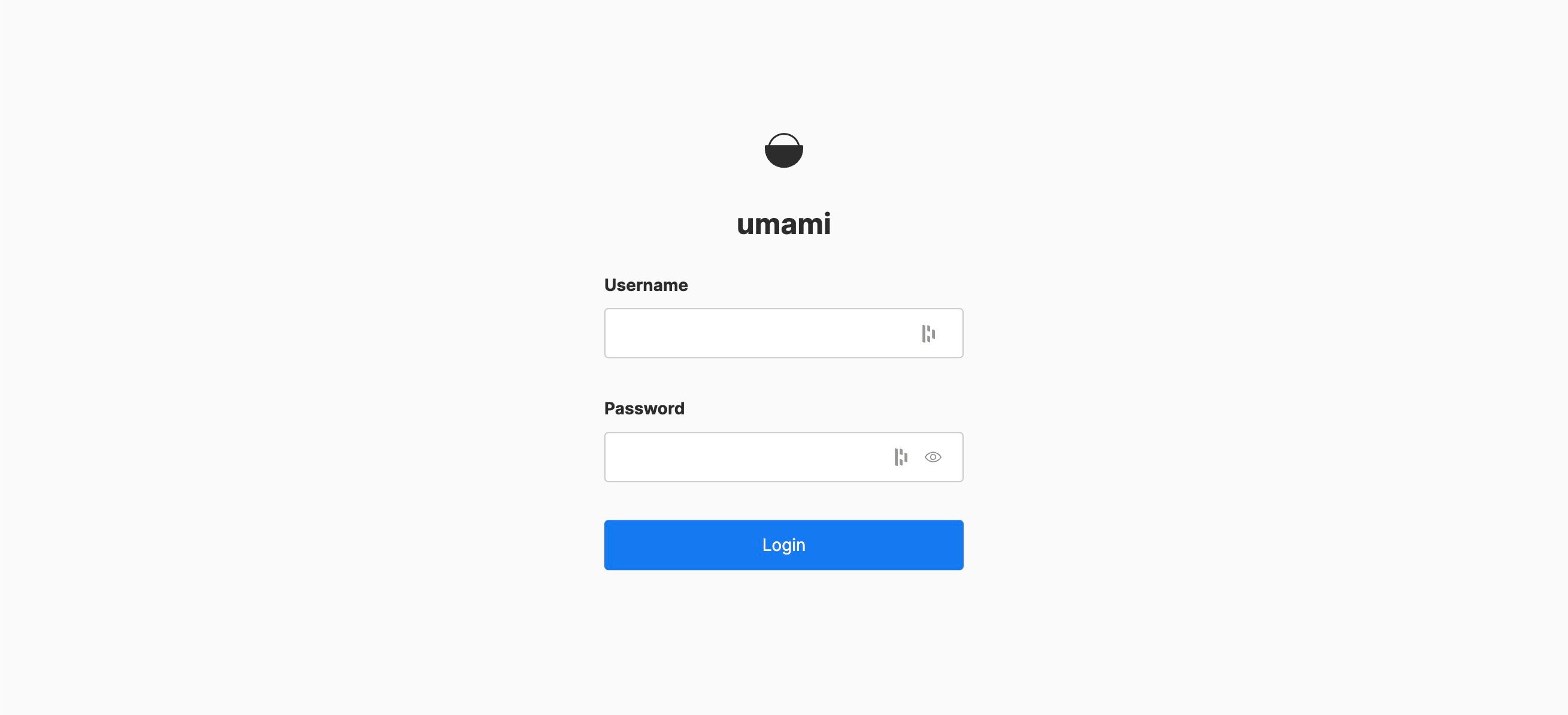 Umami empty login screen